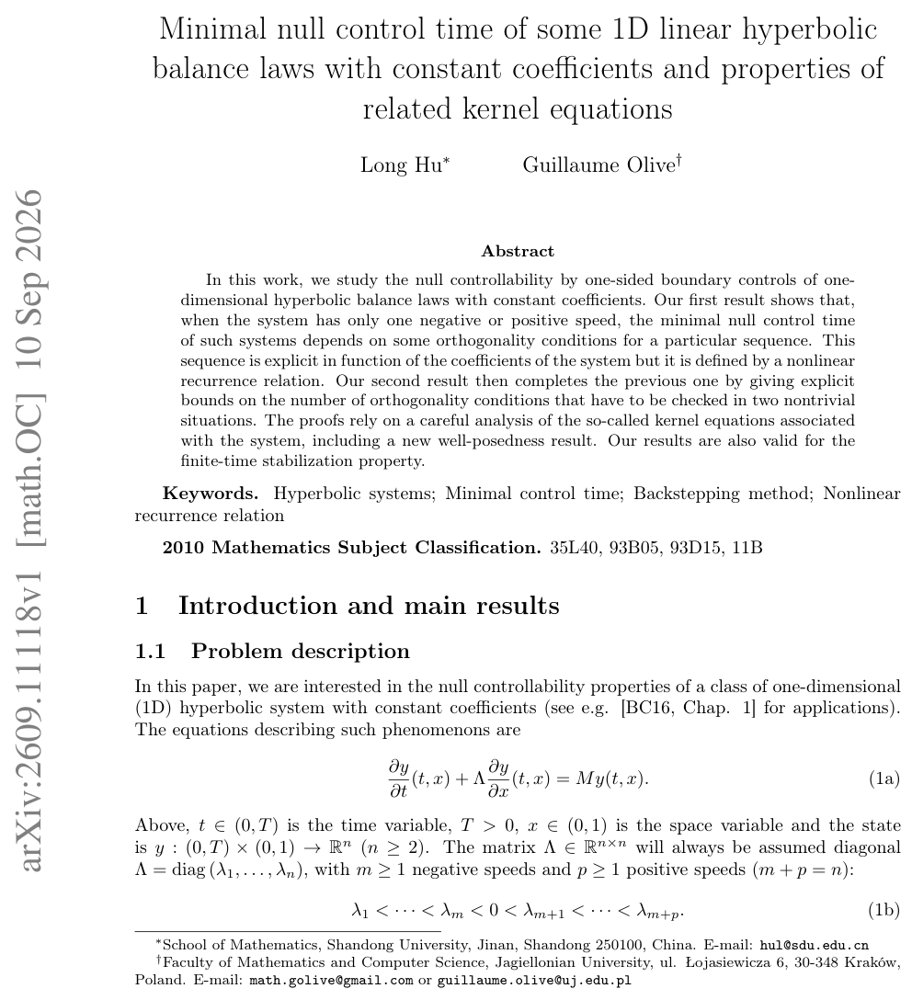 Minimal null control time of some 1D linear hyperbolic balance laws with constant coefficients and properties of related kernel equations Figure 1