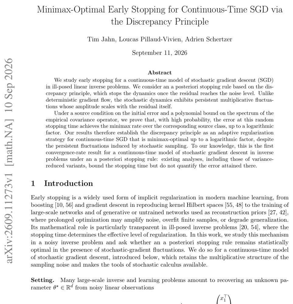 Minimax-Optimal Early Stopping for Continuous-Time SGD via the Discrepancy Principle Figure 1