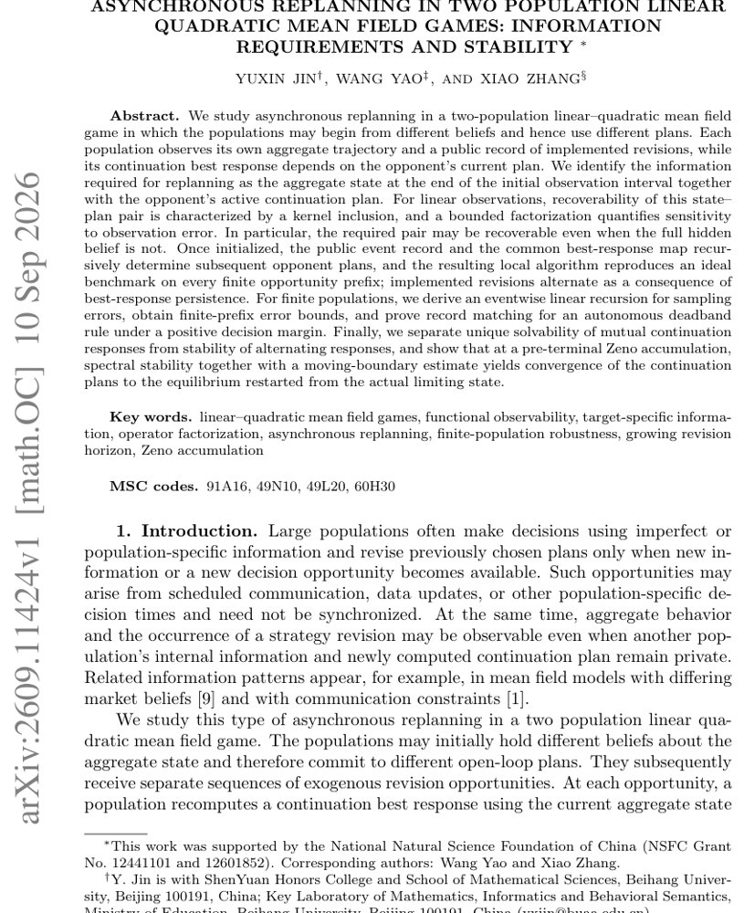 Asynchronous Replanning in Two Population Linear Quadratic Mean Field Games: Information Requirements and Stability Figure 1