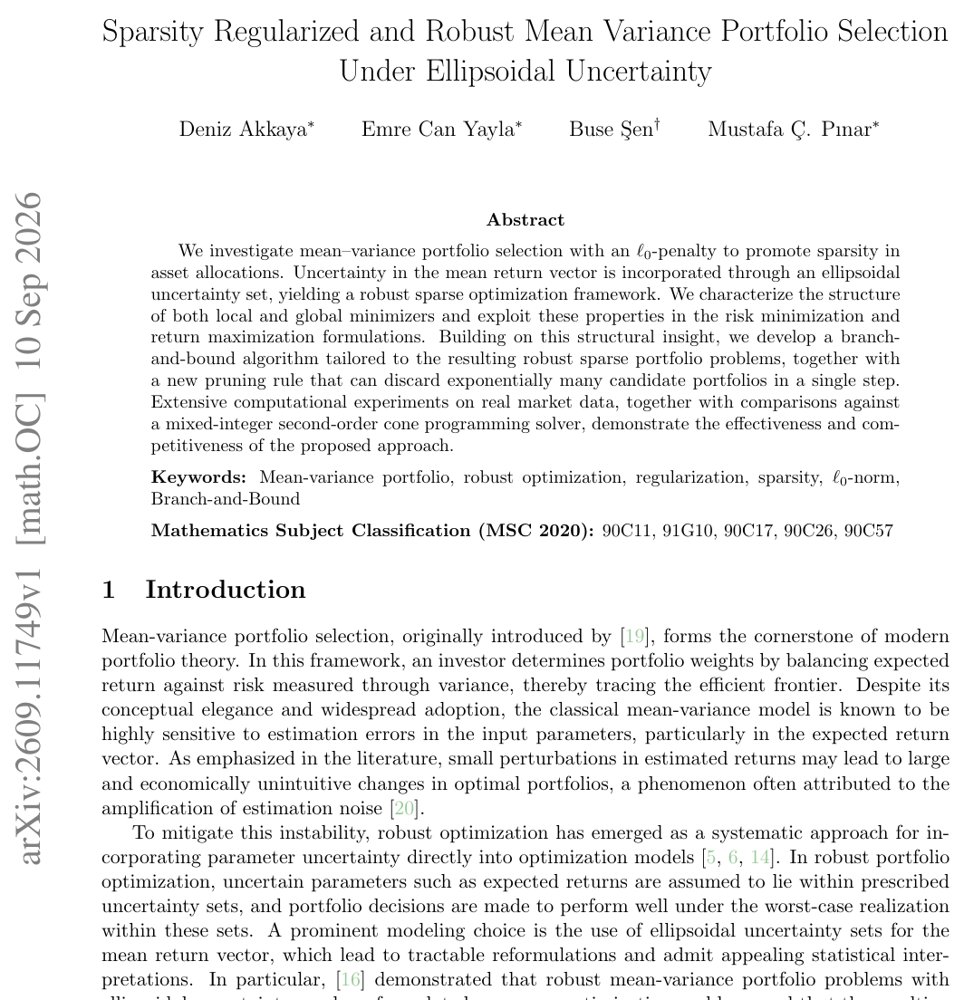 Sparsity Regularized and Robust Mean Variance Portfolio Selection Under Ellipsoidal Uncertainty Figure 1