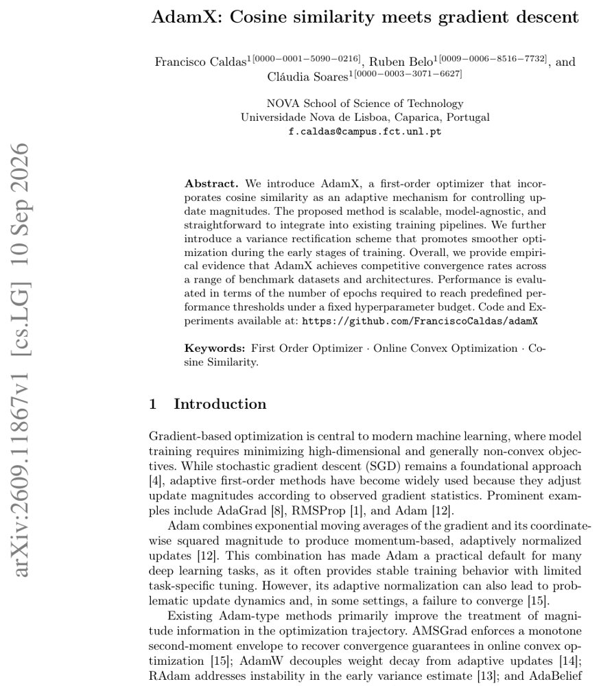 AdamX: Cosine similarity meets gradient descent Figure 1