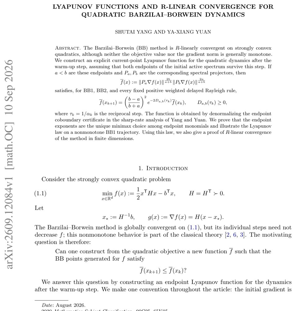 Lyapunov Functions and $R$-Linear Convergence for Quadratic Barzilai-Borwein Dynamics Figure 1
