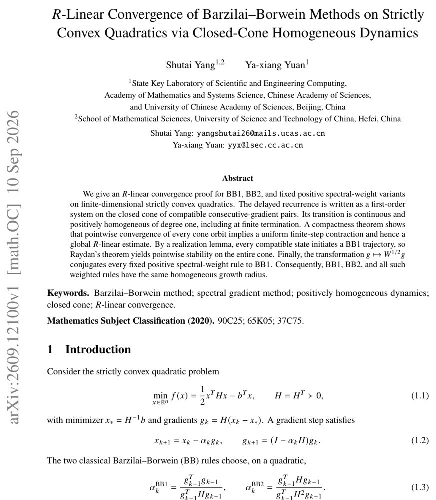 $R$-Linear Convergence of Barzilai-Borwein Methods on Strictly Convex Quadratics via Closed-Cone Homogeneous Dynamics Figure 1