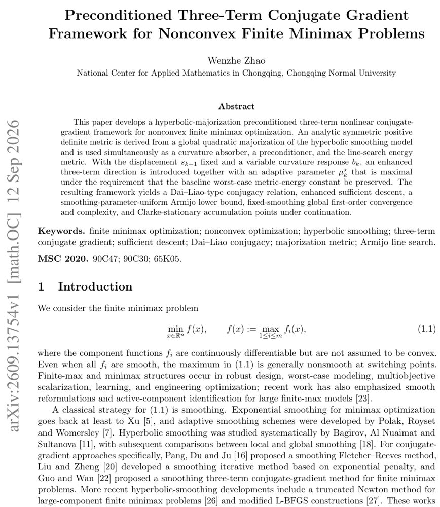 Preconditioned Three-Term Conjugate Gradient Framework for Nonconvex Finite Minimax Problems Figure 1
