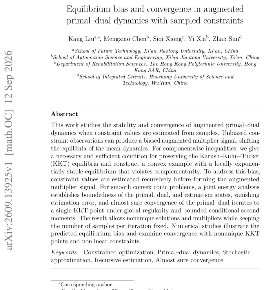Equilibrium bias and convergence in augmented primal--dual dynamics with sampled constraints Figure 1