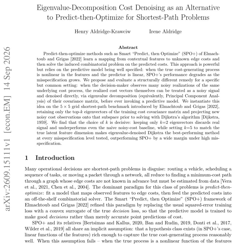 Eigenvalue-Decomposition Cost Denoising as an Alternative to Predict-then-Optimize for Shortest-Path Problems Figure 1