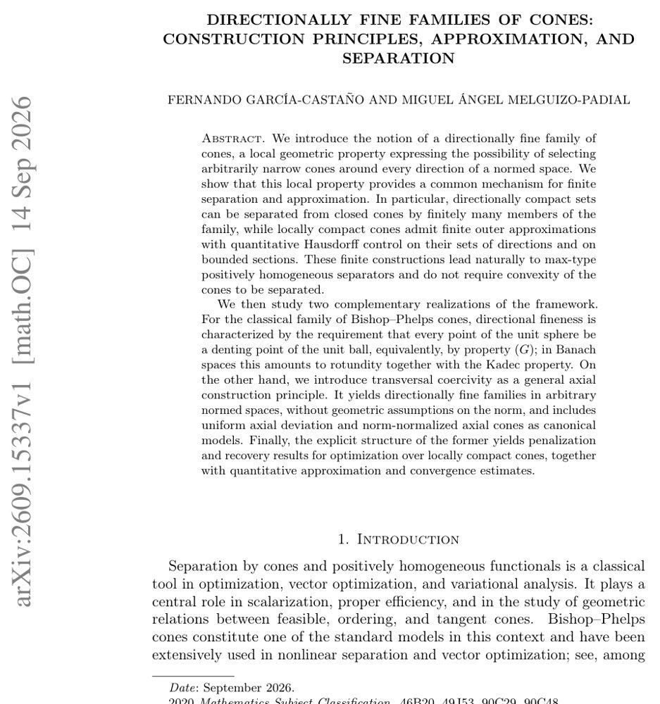 Directionally Fine Families of Cones: Construction Principles, Approximation, and Separation Figure 1