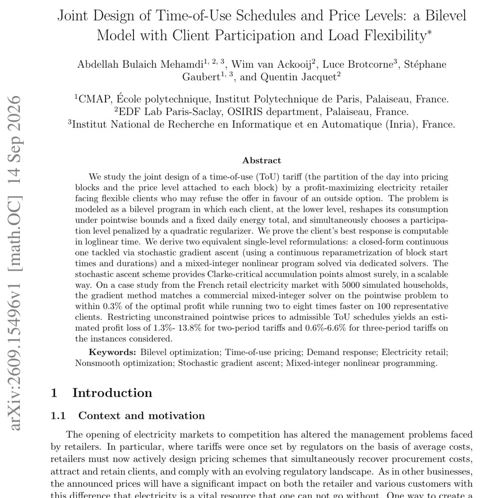 Joint Design of Time-of-Use Schedules and Price Levels: a Bilevel Model with Client Participation and Load Flexibility Figure 1