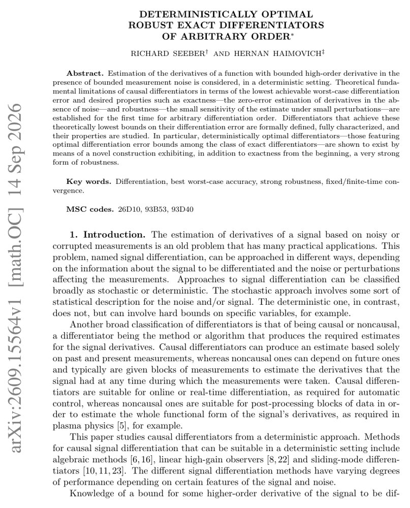 Deterministically Optimal Robust Exact Differentiators of Arbitrary Order Figure 1