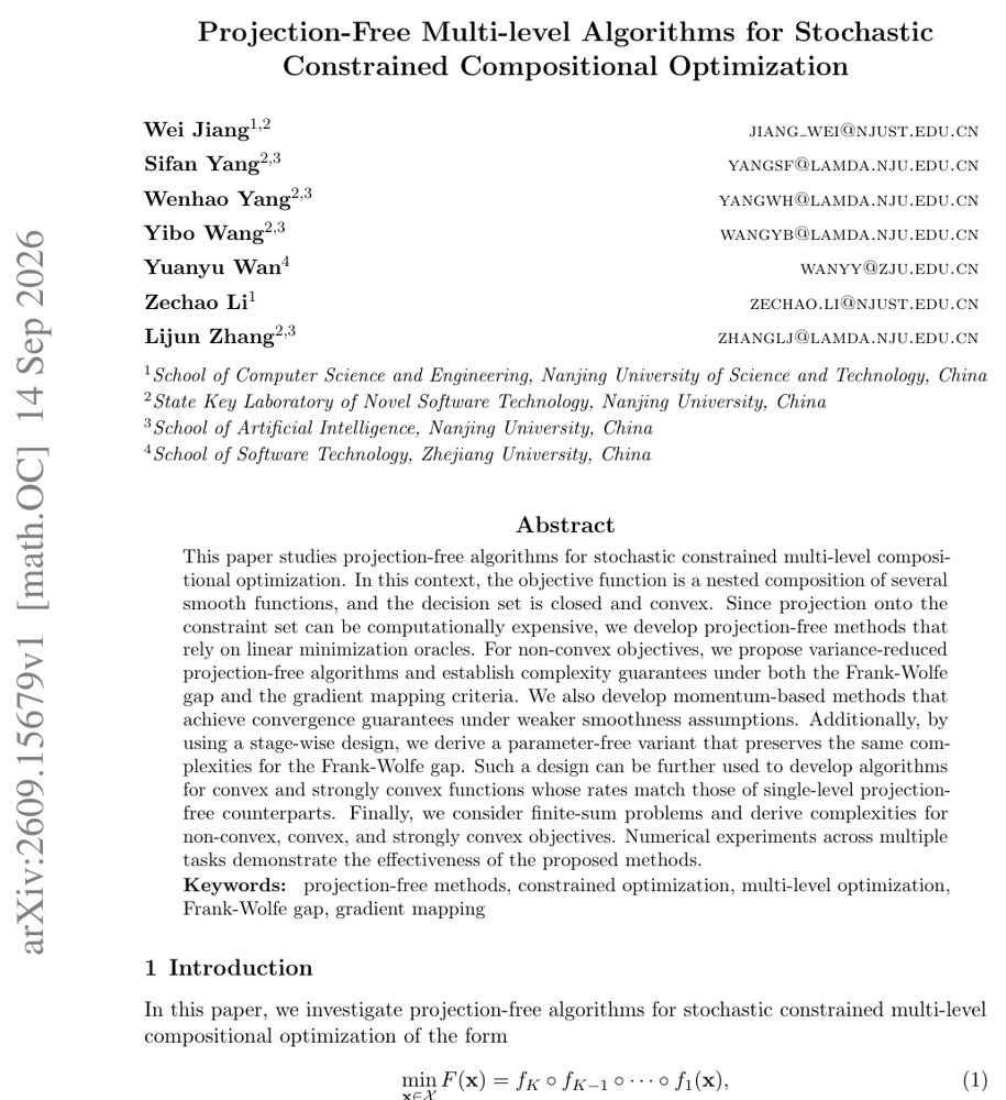 Projection-Free Multi-level Algorithms for Stochastic Constrained Compositional Optimization Figure 1