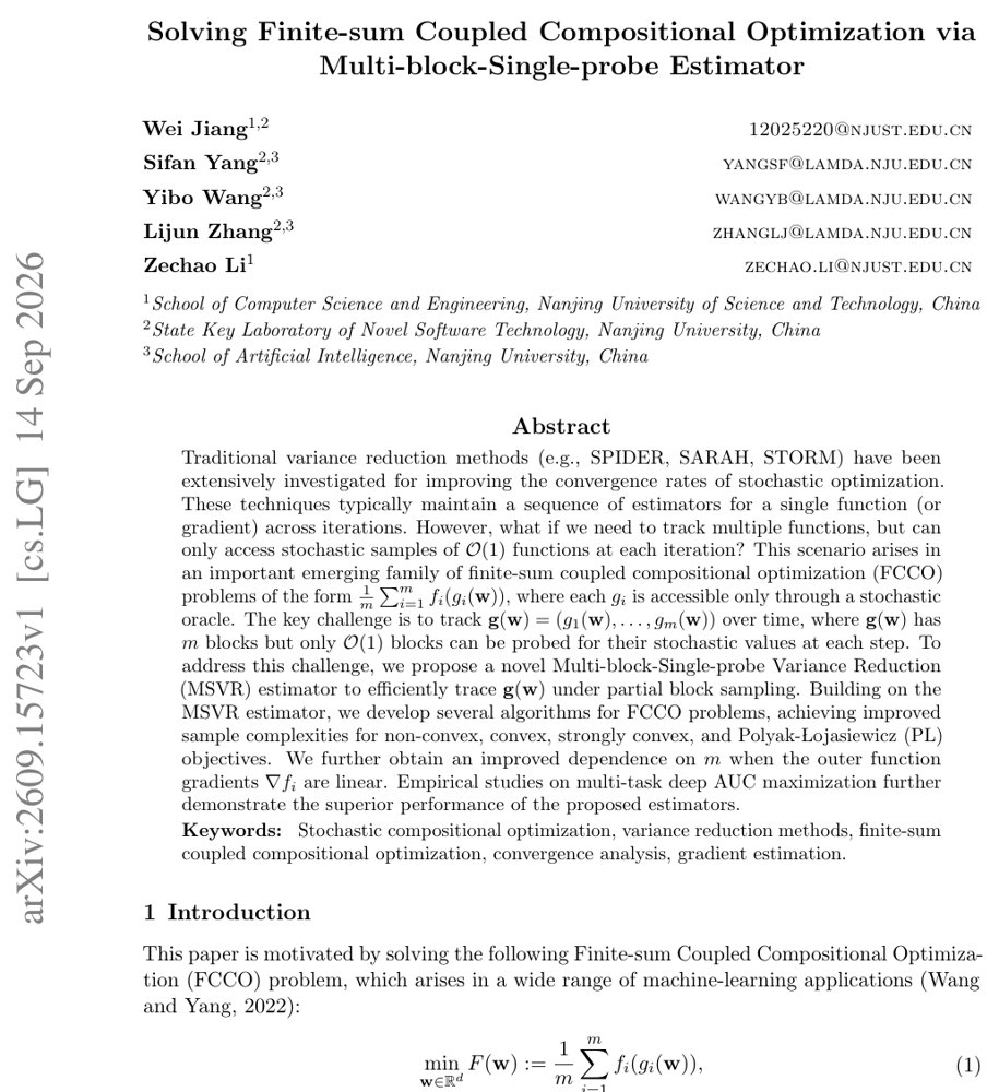 Solving Finite-sum Coupled Compositional Optimization via Multi-block-Single-probe Estimator Figure 1