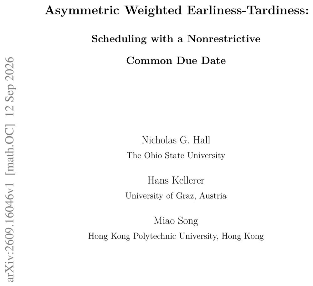 Asymmetric Weighted Earliness-Tardiness: Scheduling with a Nonrestrictive Common Due Date Figure 1