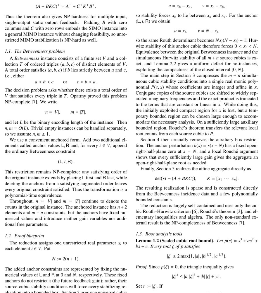 Static output-feedback stabilization is NP-hard Figure 1