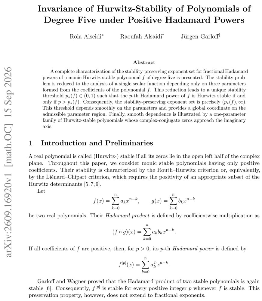 Invariance of Hurwitz-Stability of Polynomials of Degree Five under Positive Hadamard Powers Figure 1