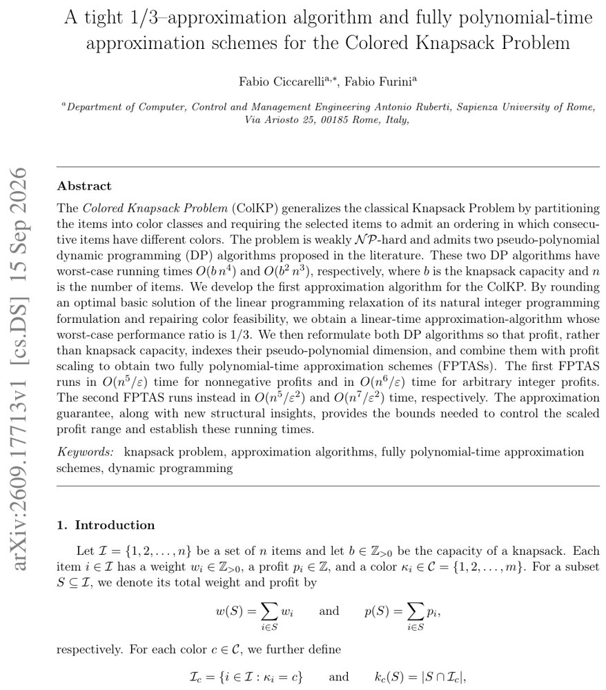 A tight 1/3-approximation algorithm and fully polynomial-time approximation schemes for the Colored Knapsack Problem Figure 1
