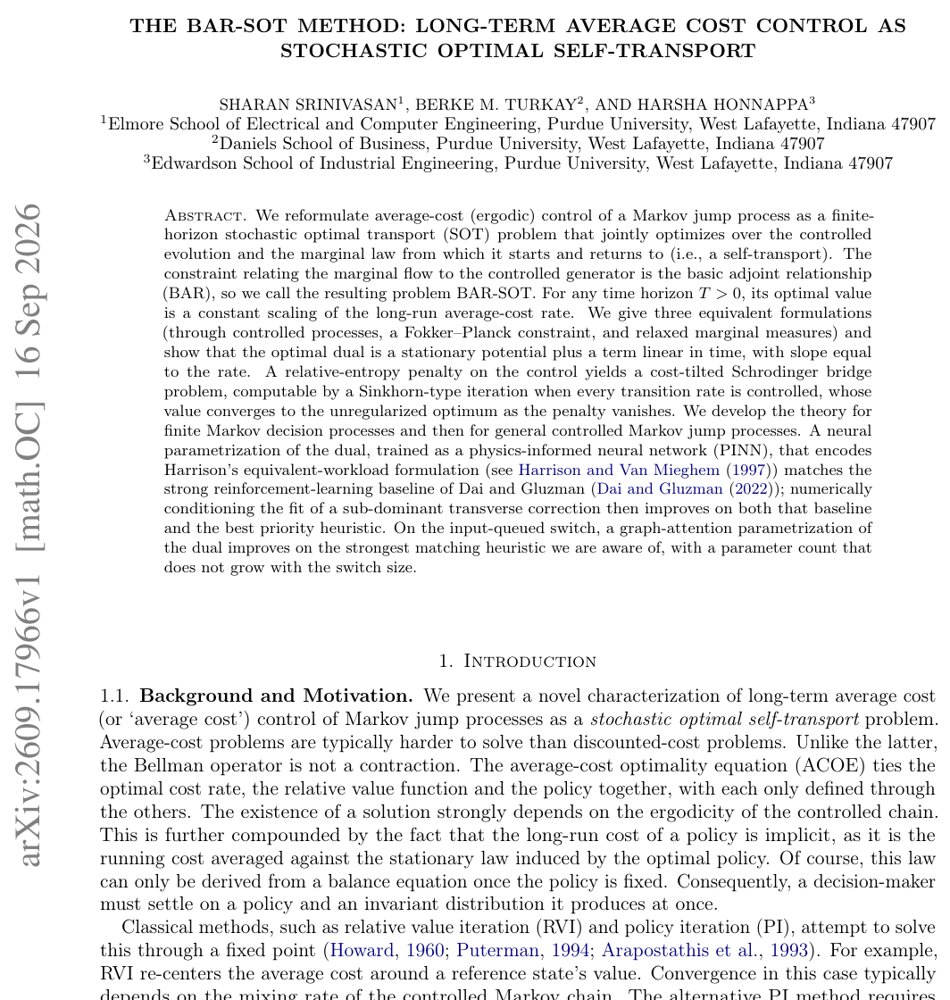 The BAR-SOT Method: Long-term Average Cost Control as Stochastic Optimal Self-Transport Figure 1