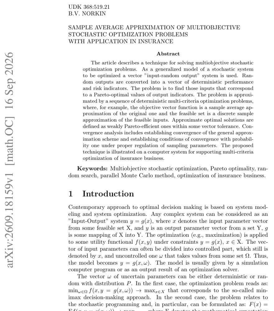 Sample average approximation of multiobjective stochastic optimization problems with application in insurance Figure 1