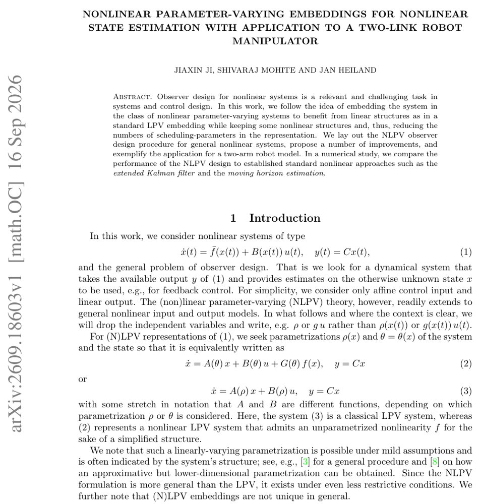 Nonlinear parameter-varying embeddings for nonlinear state estimation with application to a two-link robot manipulator Figure 1