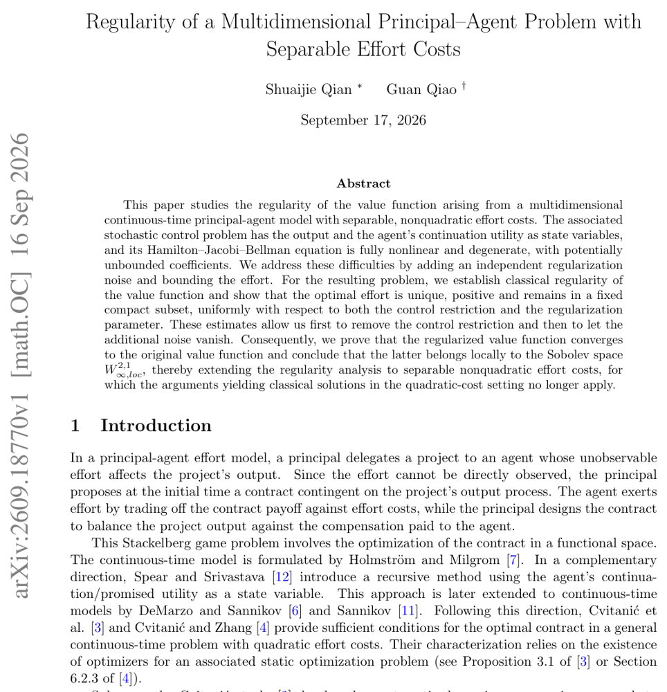 Regularity of a Multidimensional Principal-Agent Problem with Separable Effort Costs Figure 1