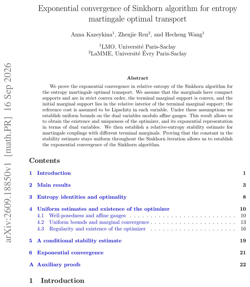Exponential convergence of Sinkhorn algorithm for entropy martingale optimal transport Figure 1