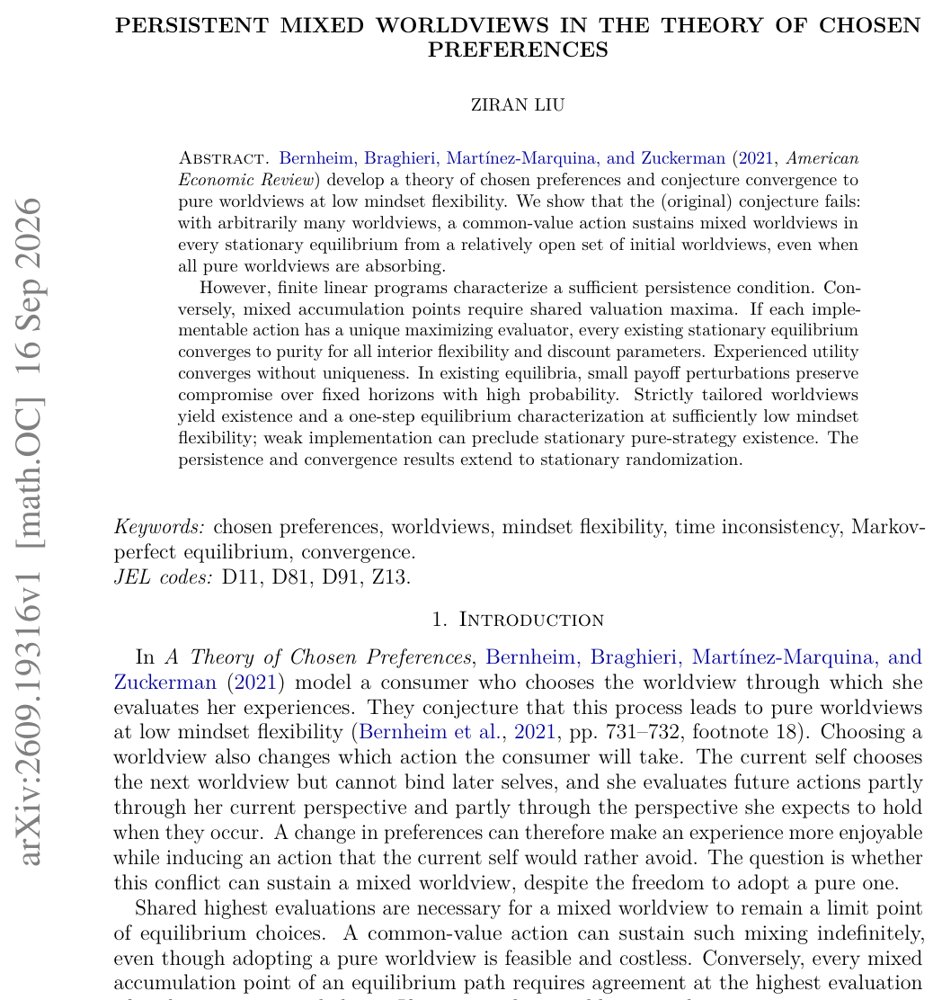 Persistent mixed worldviews in the theory of chosen preferences Figure 1