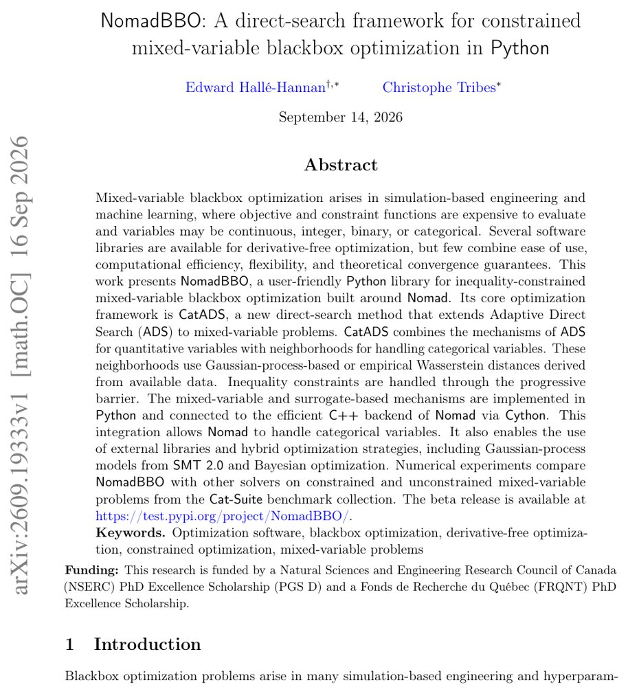 NomadBBO: A direct-search framework for constrained mixed-variable blackbox optimization in Python Figure 1