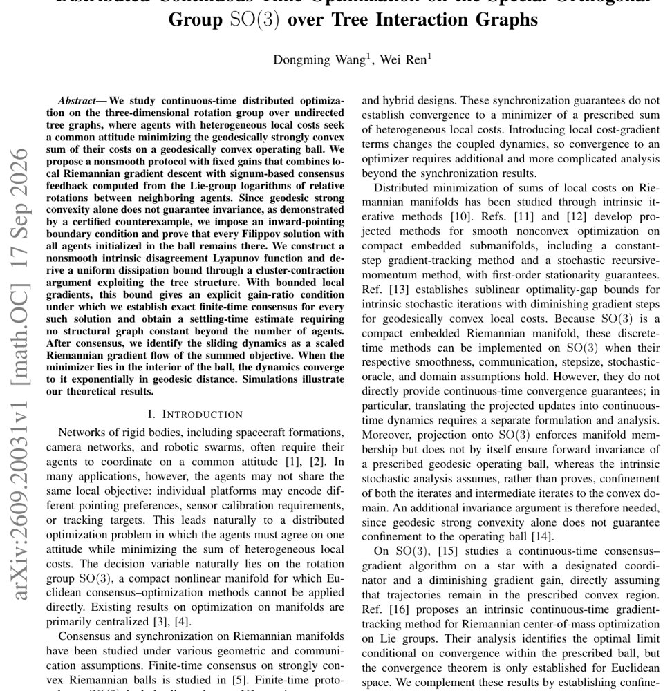 Distributed Continuous-Time Optimization on the Special Orthogonal Group SO(3) over Tree Interaction Graphs Figure 1