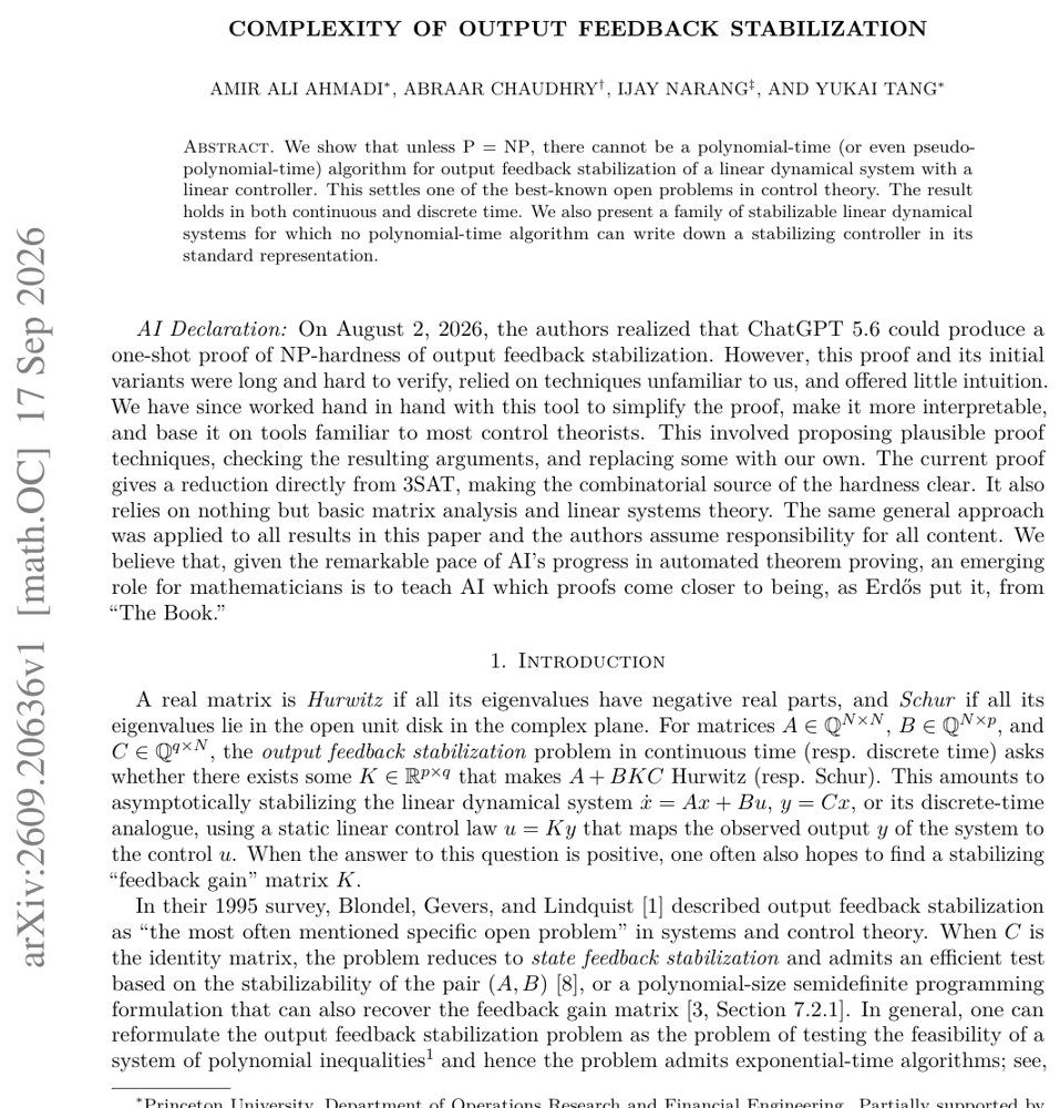Complexity Of Output Feedback Stabilization Figure 1