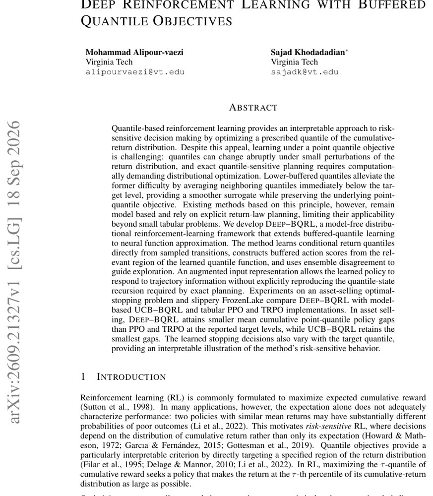 Deep Reinforcement Learning with Buffered Quantile Objectives Figure 1