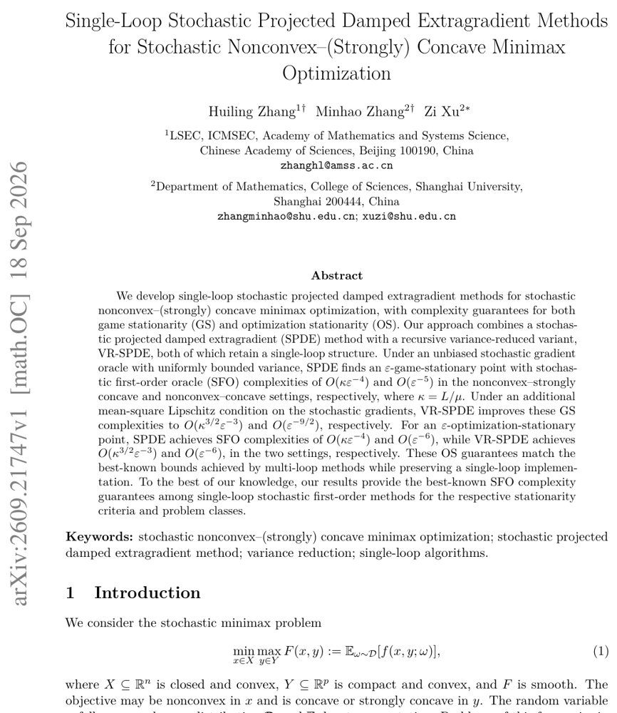 Single-Loop Stochastic Projected Damped Extragradient Methods for Stochastic Nonconvex--(Strongly) Concave Minimax Optimization Figure 1