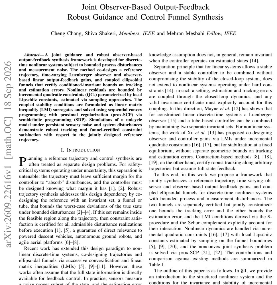 Joint Observer-Based Output-Feedback Robust Guidance and Control Funnel Synthesis Figure 1
