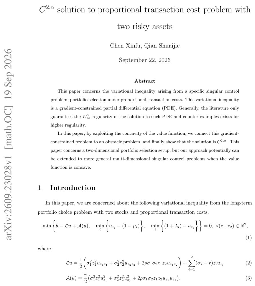C^{2,α} solution to the proportional transaction cost problem with two risky assets Figure 1