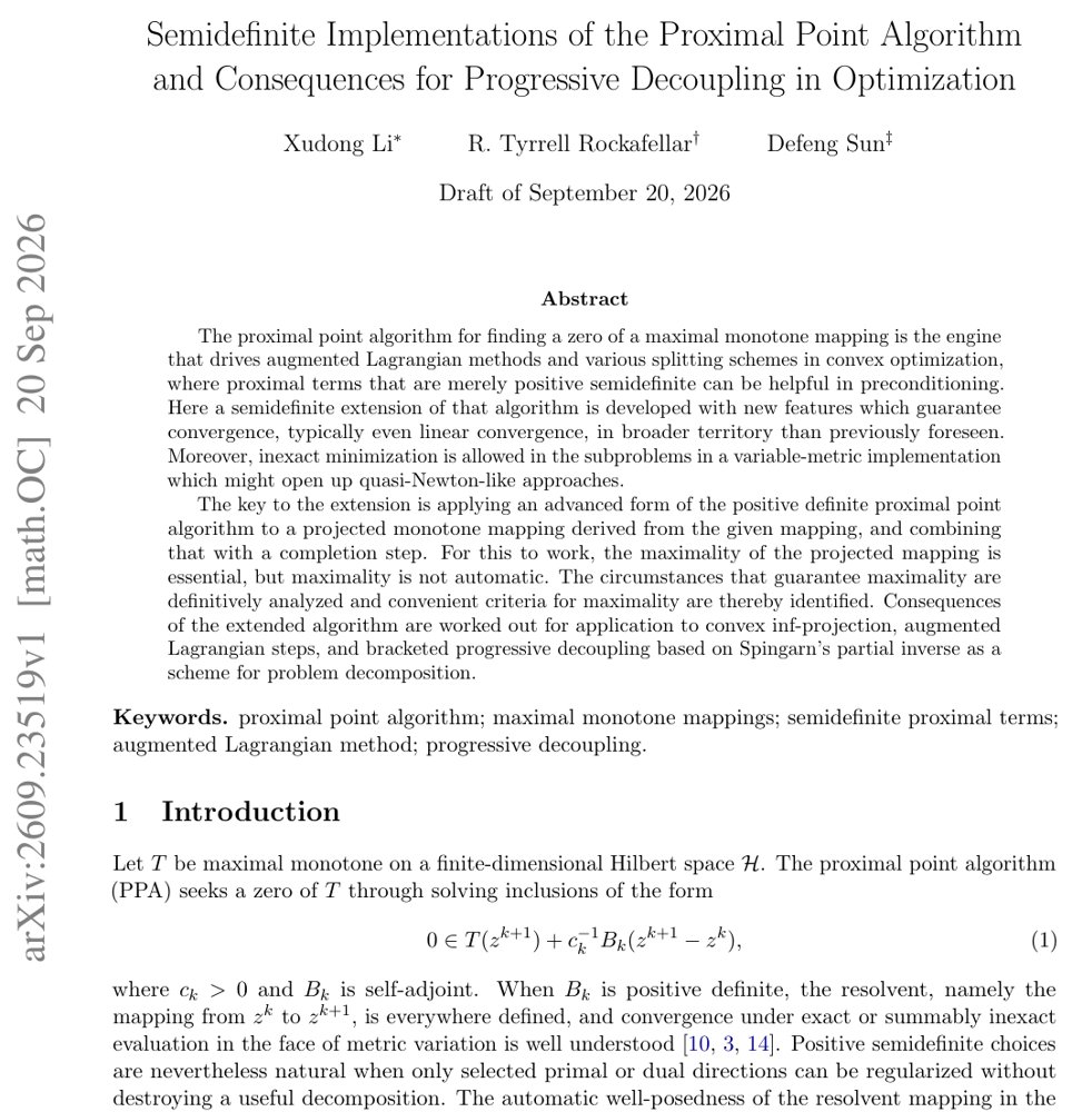 Semidefinite Implementations of the Proximal Point Algorithm and Consequences for Progressive Decoupling in Optimization Figure 1