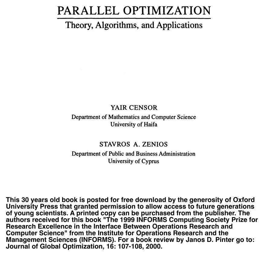 Parallel Optimization: Theory, Algorithms, and Applications, Figure 1