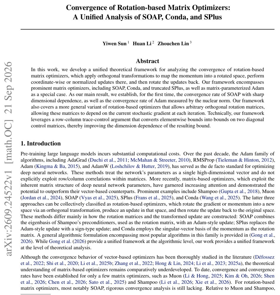 Convergence of Rotation-based Matrix Optimizers: A Unified Analysis of SOAP, Conda, and SPlus Figure 1