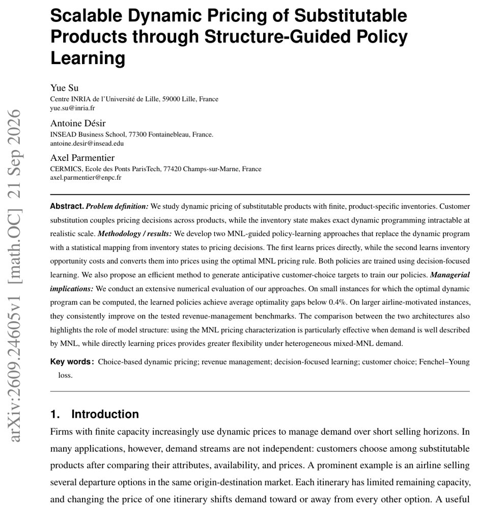 Scalable Dynamic Pricing of Substitutable Products through Structure-Guided Policy Learning Figure 1