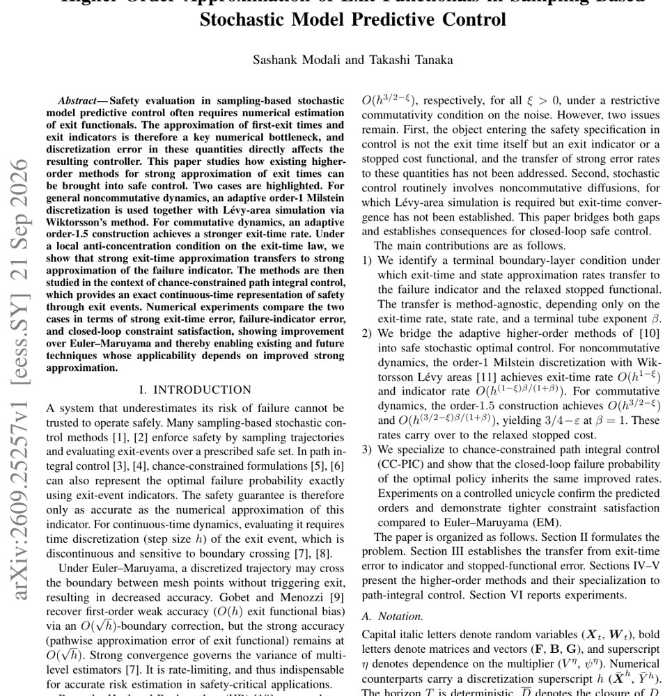 Higher-Order Approximation of Exit Functionals in Sampling-Based Stochastic Model Predictive Control Figure 1
