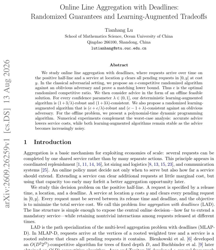 Online Line Aggregation with Deadlines: Randomized Guarantees and Learning-Augmented Tradeoffs Figure 1