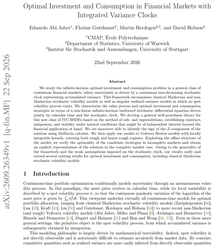 Optimal Investment and Consumption in Financial Markets with Integrated Variance Clocks Figure 1