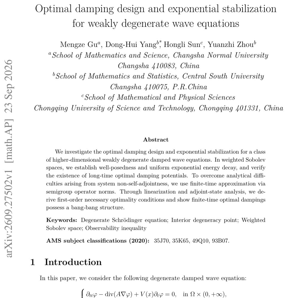 Optimal damping design and exponential stabilization for weakly degenerate wave equations Figure 1