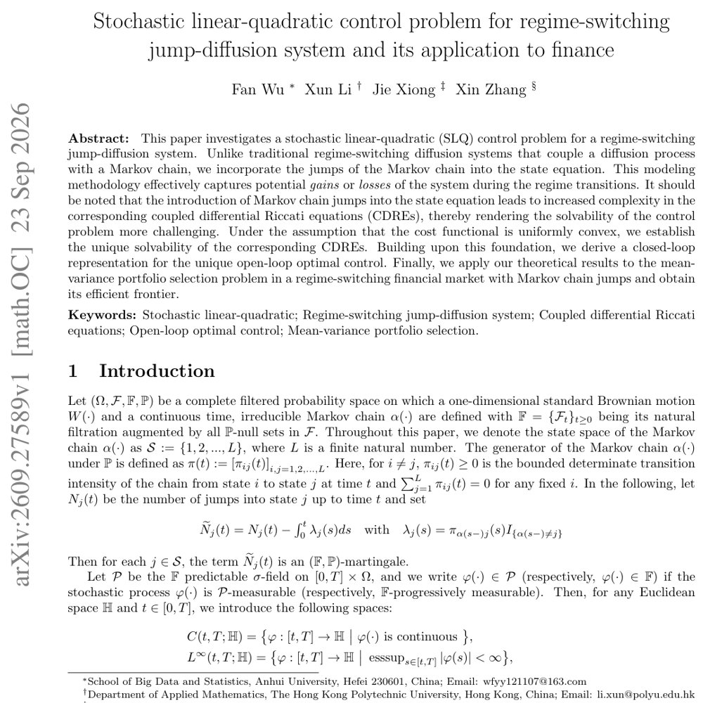Stochastic linear-quadratic control problem for regime-switching jump-diffusion system and its application to finance Figure 1