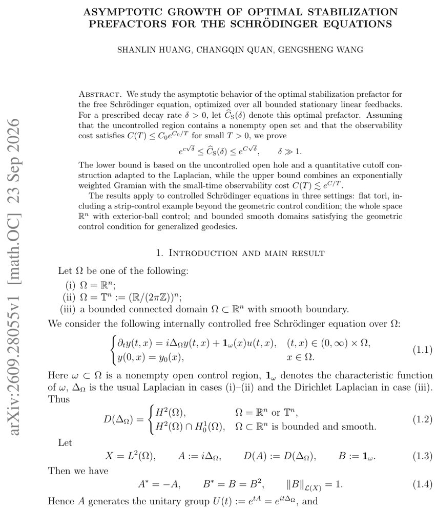 Asymptotic Growth of Optimal Stabilization Prefactors for the Schrödinger Equations Figure 1