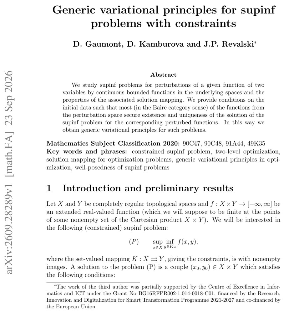 Generic variational principles for supinf problems with constraints Figure 1
