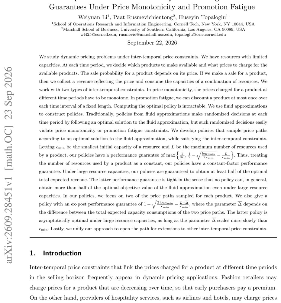 Inter-Temporal Price Constraints in Dynamic Pricing: Performance Guarantees Under Price Monotonicity and Promotion Fatigue Figure 1