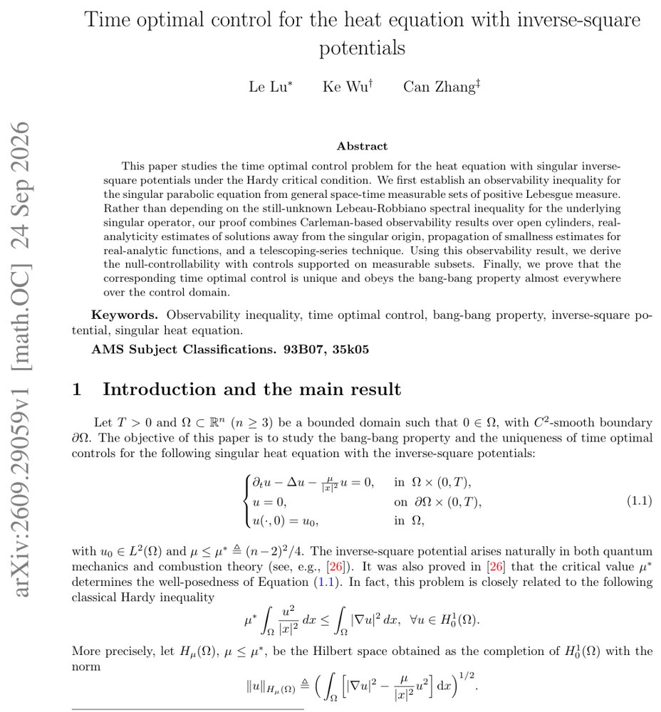 Time optimal control for the heat equation with inverse-square potentials Figure 1