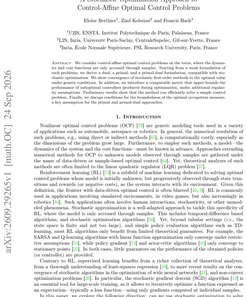 A Stochastic Optimization Approach to Control-Affine Optimal Control Problems Figure 1