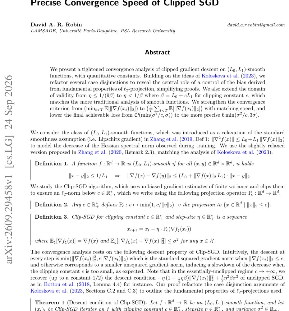 Precise Convergence Speed of Clipped SGD Figure 1
