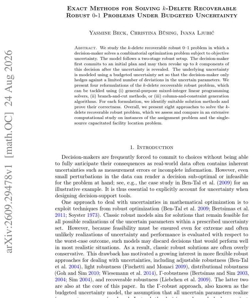 Exact Methods for Solving k-Delete Recoverable Robust 0-1 Problems Under Budgeted Uncertainty Figure 1