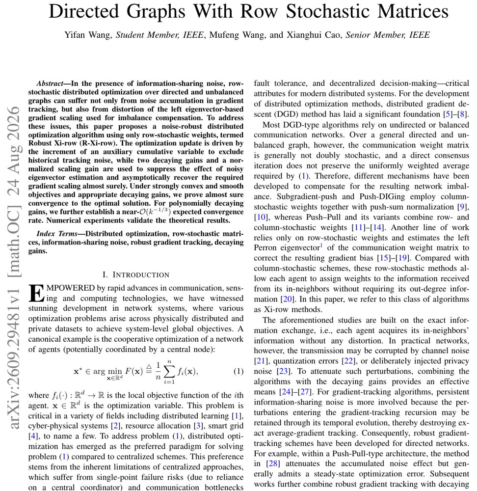 Noise-Robust Distributed Optimization Over Directed Graphs With Row Stochastic Matrices Figure 1