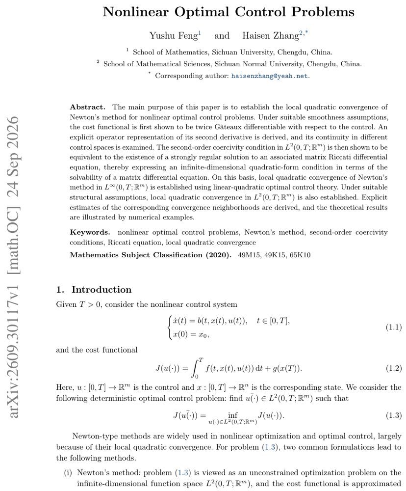 Convergence Analysis of Newton Methods for Nonlinear Optimal Control Problems Figure 1